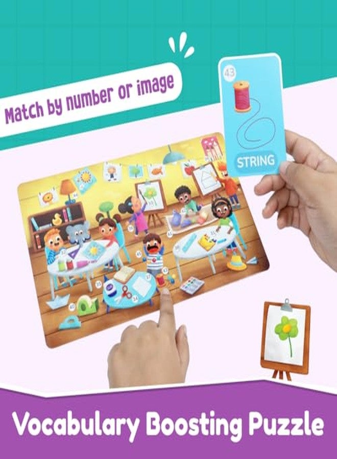 Bloomingo Learning Kit: First Words - School Edition - Fun Board Puzzles with Number & ImageMatching flashcards that Boosts Vocabulary - Educatiocal Birthday Gift for Boys & Girls Ages 2, 3, 4 - Image 5